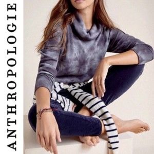 Anthropologie Maeve Waffle Knit Thermal Tie Dye Ainsley Cowl Neck Top Small